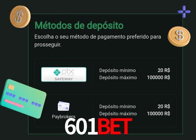 O cassino 601Bet oferece uma grande variedade de métodos de pagamento